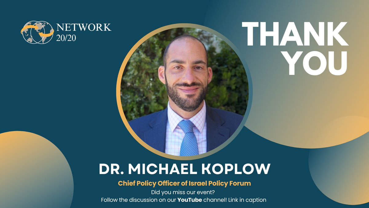 Network 20/20 (@network2020) on Twitter photo Thank you <a href="/mkoplow/">(((Michael Koplow)))</a>, Chief Policy Officer at the <a href="/IsraelPolicy4m/">Israel Policy Forum 🎗️</a>, for your insightful discussion on #Israel ’s #military campaigns in a shifting #MiddleEast and the role of the U.S. Thanks to all who joined. Catch up here: youtu.be/XWFt0maDZj8
#IsraelPolitics #Nuclear #Iran Thank you <a href="/mkoplow/">(((Michael Koplow)))</a>, Chief Policy Officer at the <a href="/IsraelPolicy4m/">Israel Policy Forum 🎗️</a>, for your insightful discussion on #Israel ’s #military campaigns in a shifting #MiddleEast and the role of the U.S. Thanks to all who joined. Catch up here: youtu.be/XWFt0maDZj8
#IsraelPolitics #Nuclear #Iran