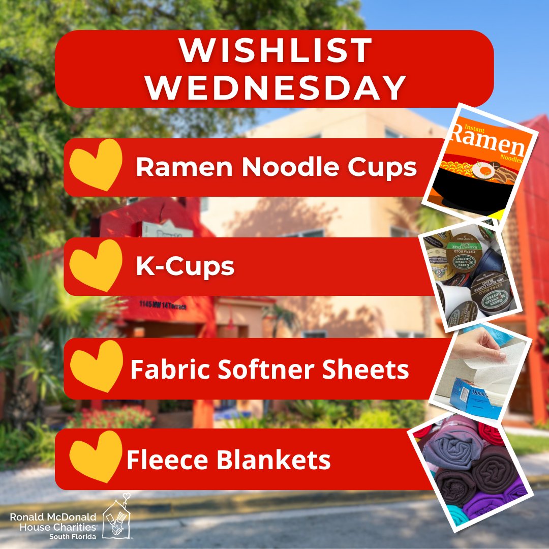 Wish List Wednesday is here! ✨ Help us stock the House with love 💛 Your donations bring joy to families in need. Make a difference today: rmhcsouthflorida.org/wish-list/ #WishListWednesday #RMHCSouthFlorida #SupportFamilies #GiveBack #HouseThatLoveBuilt
