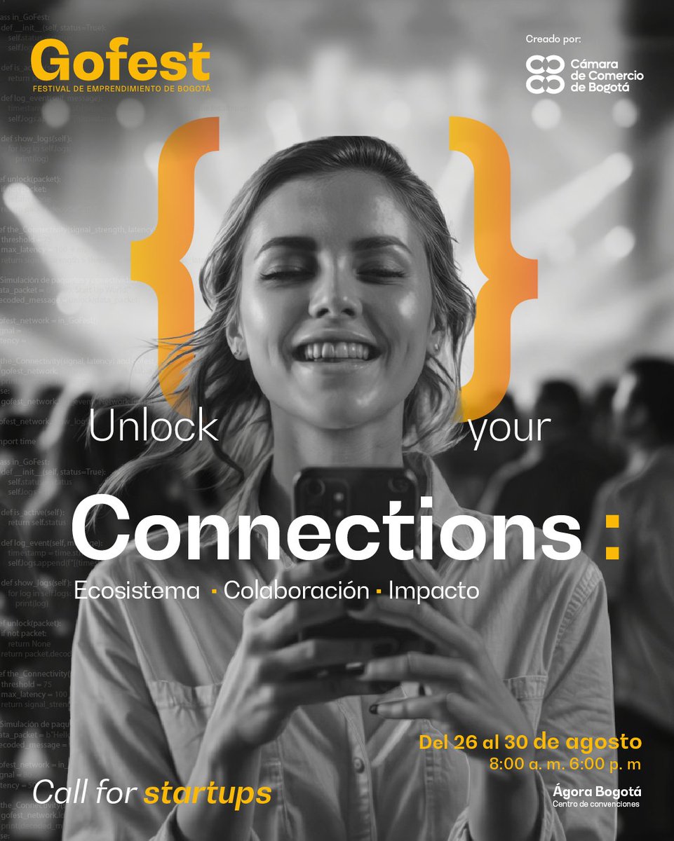 🚀 ¿Tienes una startup?
Prepárate para el #GofestCCB2025: pitch, mentorías, speed meetings, stands y conexión con inversionistas.

📅 26 al 30 de agosto
📍 Ágora Bogotá
🎟️ Participa sin costo 👉assets-usa.mkt.dynamics.com/c7e14a43-ff50-…