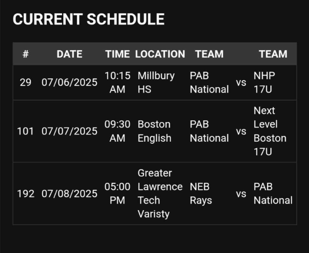Mason Rosenberg (@mrosenberg2026) on Twitter photo Here is my schedule for the Prospect Select event in Boston. Playing with <a href="/PAB_Recruiting/">Philadelphia Area Baseball Recruiting</a>
Uncommitted 2026 1B Here is my schedule for the Prospect Select event in Boston. Playing with <a href="/PAB_Recruiting/">Philadelphia Area Baseball Recruiting</a>
Uncommitted 2026 1B