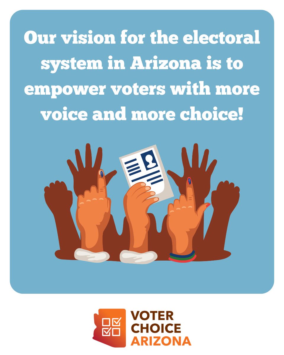 Our vision: Empower voters with more voice and more choice through #RankedChoiceVoting!

Learn more about #RCV and join us here: voterchoicearizona.org