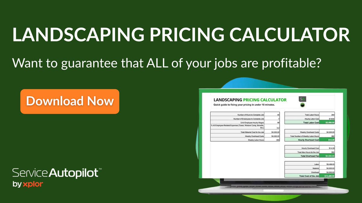 Want to guarantee that ALL of your jobs are profitable?

Check out our lawn care and landscape pricing guide:  ow.ly/NS1y50W3sGg

#ServiceAutopilot
#Landscaping #lawncare #pricing #profit
