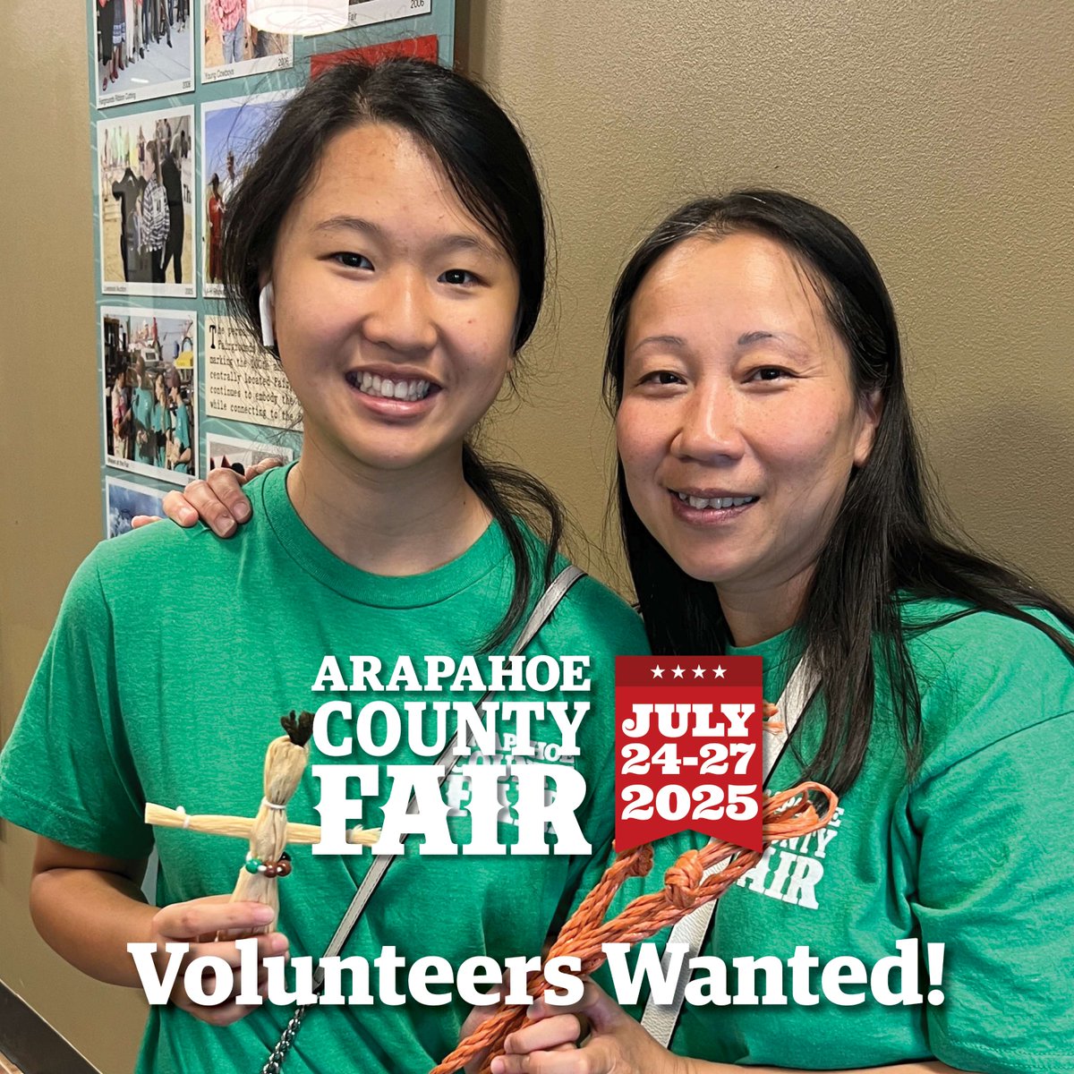 Do you enjoy giving back to your community, working hard and having fun? Sign up to volunteer at the 2025 Arapahoe County Fair! Volunteers receive a free T-shirt, snacks, and preferred parking. Visit arapahoecountyfair.com/volunteer for details and shifts.