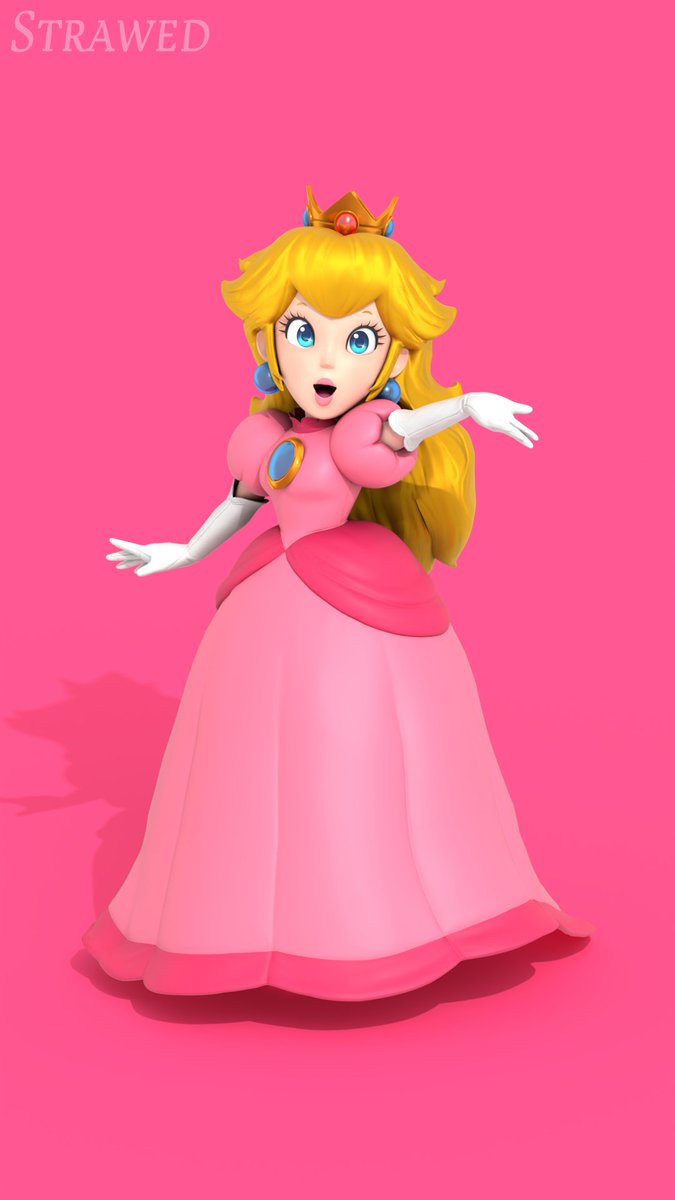 strawed__'s tweet image. Princess Peach! #PrincessPeach #Peach #mario #supermario #nintendo #art #blender