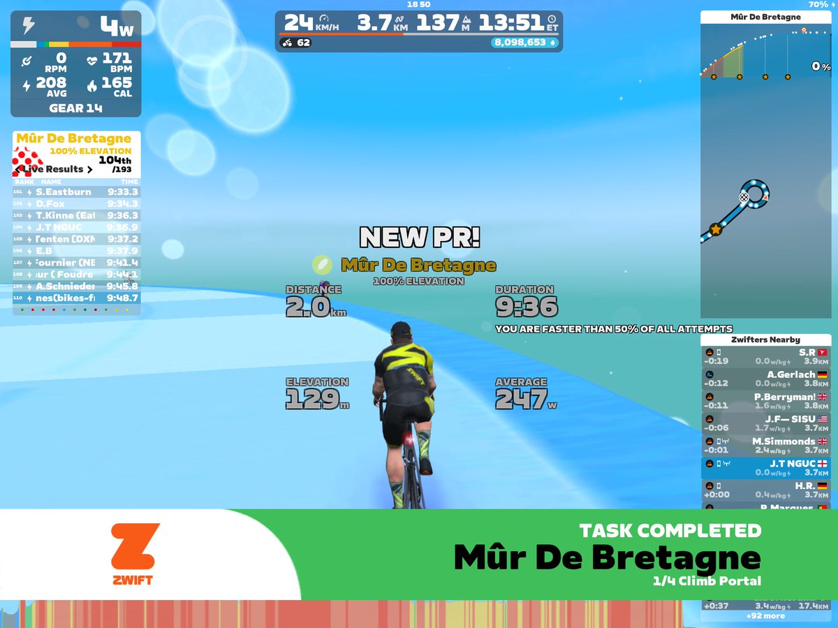 first climb of <a href="/GoZwift/">Zwift</a>  TDF climb portal challenge felt a good climb.
