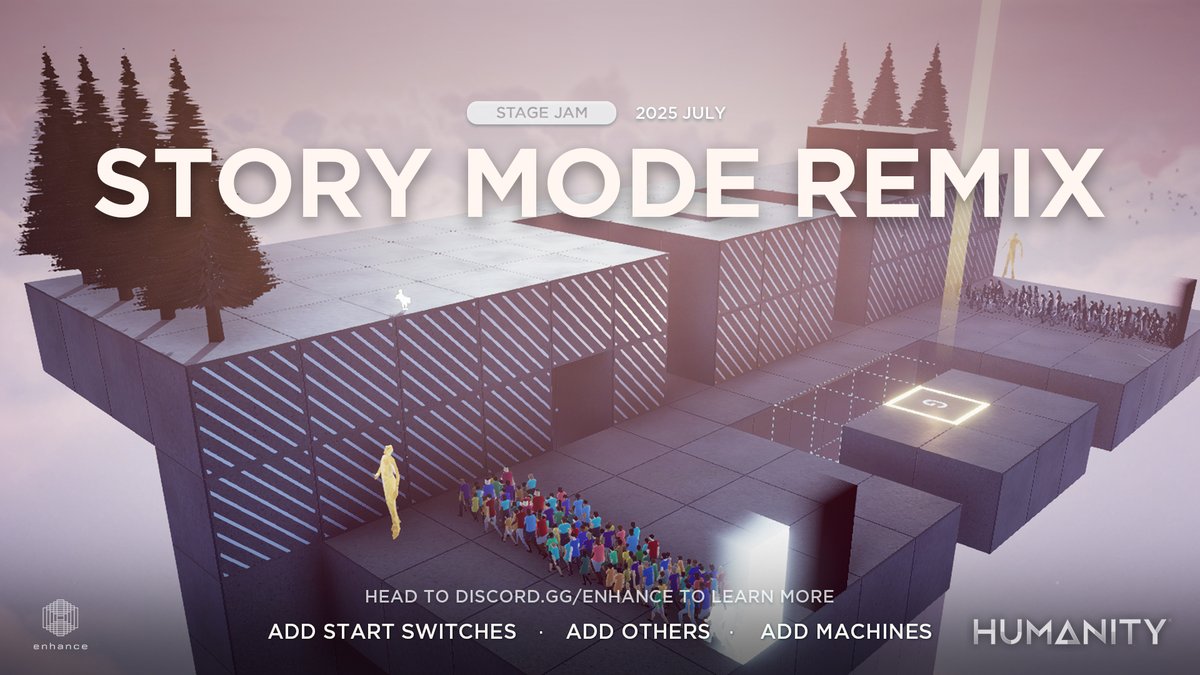 This month's Stage Jam theme is STORY MODE REMIX! 🔁

It's about taking inspiration from the existing stages in HUMANITY’s STORY MODE — adding, subtracting, and altering stages from the game’s main campaign.

📖 humanity.game/community_news…