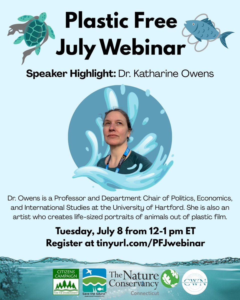 Citizens Campaign for the Environment (@citizensenviro) on Twitter photo #PlasticFreeJuly webinar speaker highlight: Dr. Katharine Owens, a Professor of Politics, Economics, and International Studies at <a href="/UofHartford/">University of Hartford</a>. She also directs the <a href="/RellCenter/">Rell Center for Public Service</a> and is a <a href="/NatGeo/">National Geographic</a> Explorer.
Join us on July 8 from 12-1pm! Register now at tinyurl.com/PFJwebinar 🏖 #PlasticFreeJuly webinar speaker highlight: Dr. Katharine Owens, a Professor of Politics, Economics, and International Studies at <a href="/UofHartford/">University of Hartford</a>. She also directs the <a href="/RellCenter/">Rell Center for Public Service</a> and is a <a href="/NatGeo/">National Geographic</a> Explorer.
Join us on July 8 from 12-1pm! Register now at tinyurl.com/PFJwebinar 🏖