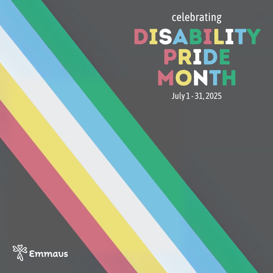 EmmausHomesInc's tweet photo. July is #DisabilityPrideMonth! 🌈 Let’s celebrate identity, empowerment &amp; inclusion. The Disability Pride Flag symbolizes strength, creativity &amp; diversity. At Emmaus, we’re proud to support a more inclusive world—this month &amp; every month. 💚 #InclusionMatters #EmmausSupports https://t.co/kcswf4rZGW