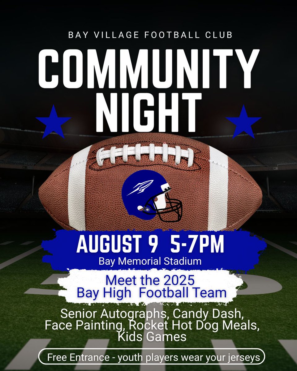 The Bay Village Football Club is hosting their annual Community Night on Saturday, August 9 from 5-7pm!