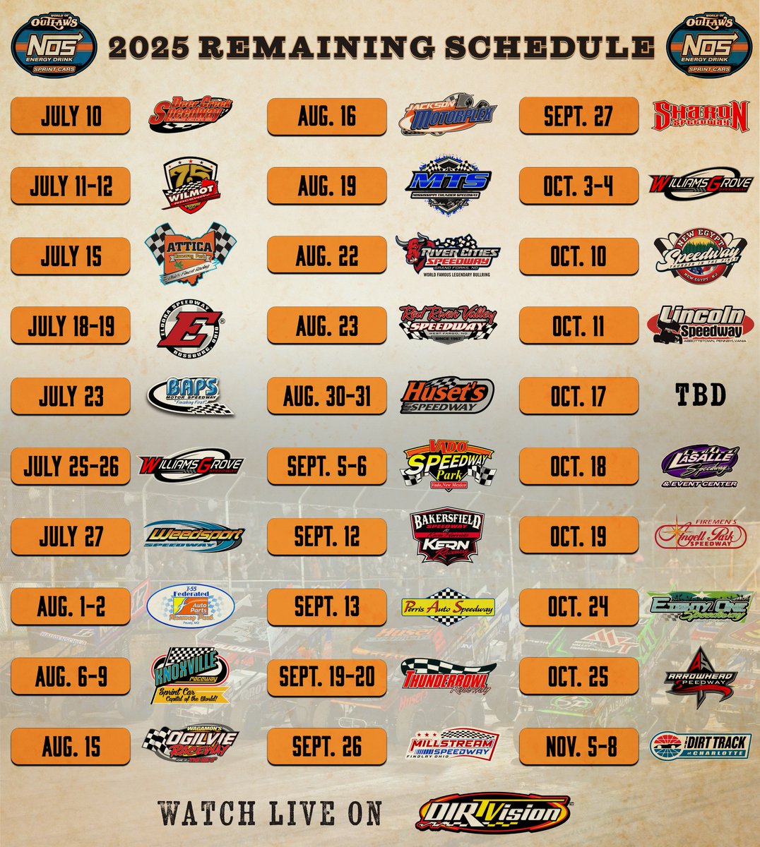 The year may be half over, but we've got plenty of racing to go 😎 #AllDirtRoads

🎟️ bit.ly/WoOSCSTix