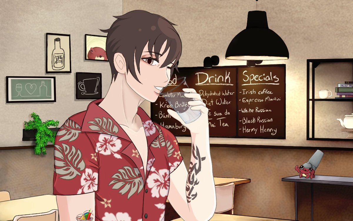 hama_vinh's tweet photo. Me finally drinking water. Commission done by @bigbuffo0n Thankies for the #HamArt! https://t.co/78FgOHqB7k