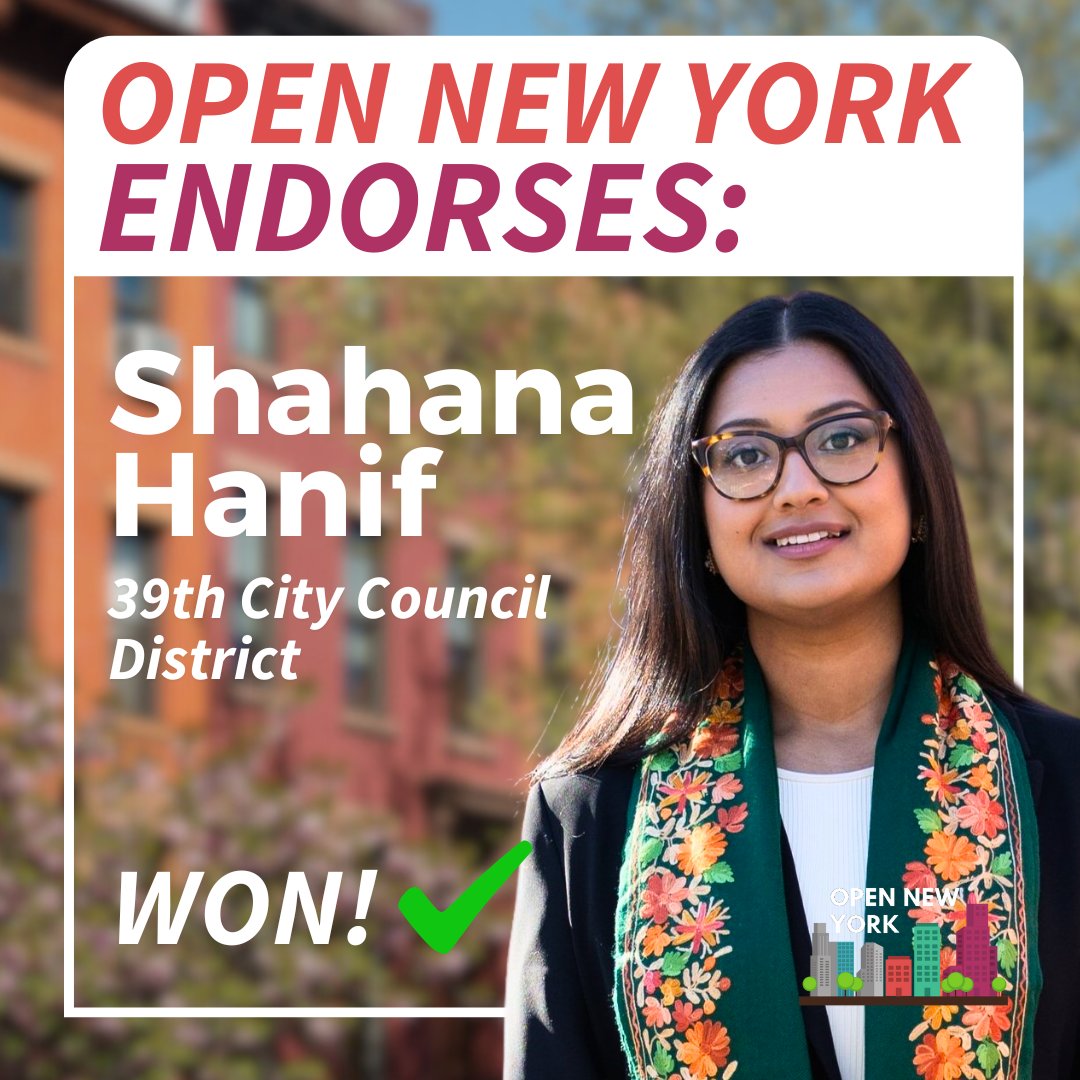 Open New York (@opennyforall) on Twitter photo On election night, <a href="/ShahanaFromBK/">Shahana Hanif</a> overwhelmingly won reelection over a well-funded challenger. Councilmember Hanif has been a champion for housing, both at the Arrow Linen site in Windsor Terrace and across the city with City of Yes. On election night, <a href="/ShahanaFromBK/">Shahana Hanif</a> overwhelmingly won reelection over a well-funded challenger. Councilmember Hanif has been a champion for housing, both at the Arrow Linen site in Windsor Terrace and across the city with City of Yes.