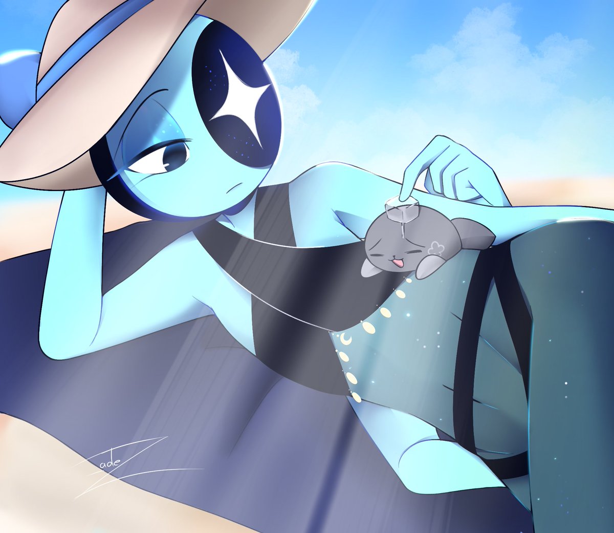 _ade_z's tweet image. Beach day 🌙

shoutouts  to  @tally885 for  letting  me  use  their  sprout  love  you 💕

#dandysworld