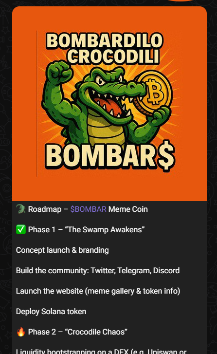 BombarCrocodili's tweet photo. "Hop into the swamp on Telegram!" 🐊 and
Check out Roadmap https://t.co/BgXSFOX0te