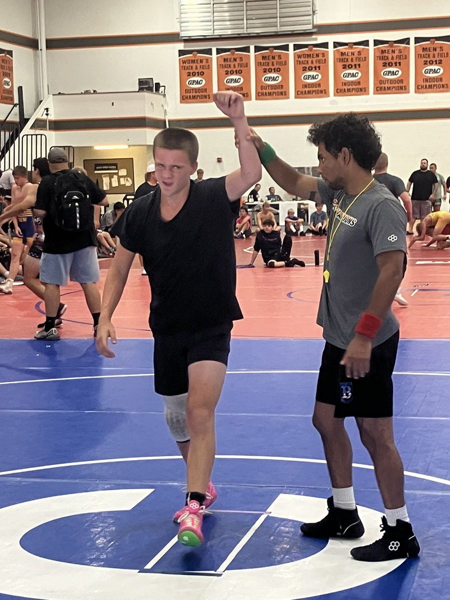 TbirdWrestling's tweet photo. Day 2 of the Doane camp had a lot of matches! 7 duals between the first two days and 3 more tomorrow. Seeing a lot of growth from these guys! https://t.co/3TKOFumWGx