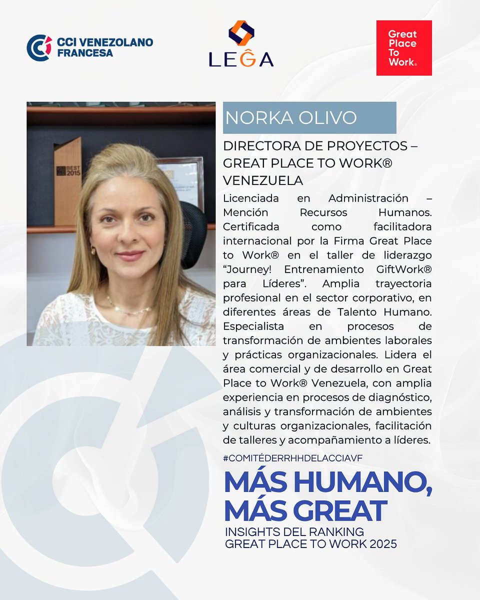 Te invitamos a nuestro Comité de RRHH, donde conocerás los principales hallazgos y aprendizajes del Ranking Great Place To Work 2025. Descubre qué distingue hoy a las organizaciones con culturas laborales más sólidas, humanas y productivas. Más info: goo.su/nM6I8
