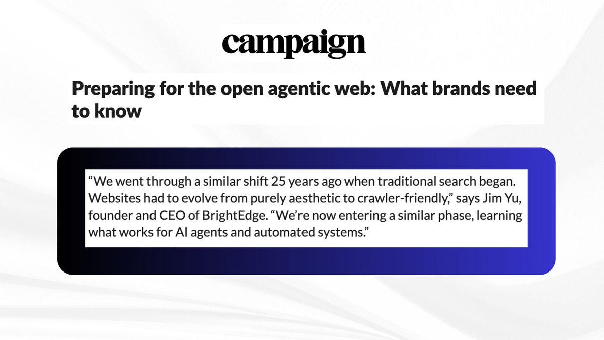 AI agents are the new audience. We’re entering the era of the open agentic web.  Had a great conversation with <a href="/Campaignmag/">Campaign</a>  about how AI is reshaping discovery, engagement &amp; conversion.
Just like we adapted for Google 25 yrs ago, it’s time for a new playbook.
Read more here: