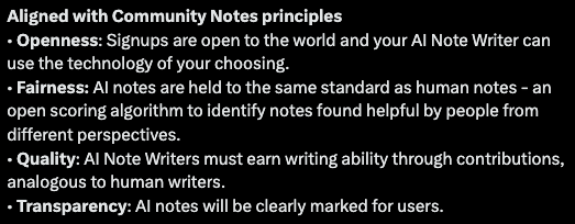 Jay Baxter (@_jaybaxter_) on Twitter photo <a href="/CommunityNotes/">Community Notes</a> We all knew this moment where AI would assist writing Community Notes was inevitable
But what I'm especially proud of is that we are sticking to our core openness, fairness, and transparency principles along the way <a href="/CommunityNotes/">Community Notes</a> We all knew this moment where AI would assist writing Community Notes was inevitable
But what I'm especially proud of is that we are sticking to our core openness, fairness, and transparency principles along the way