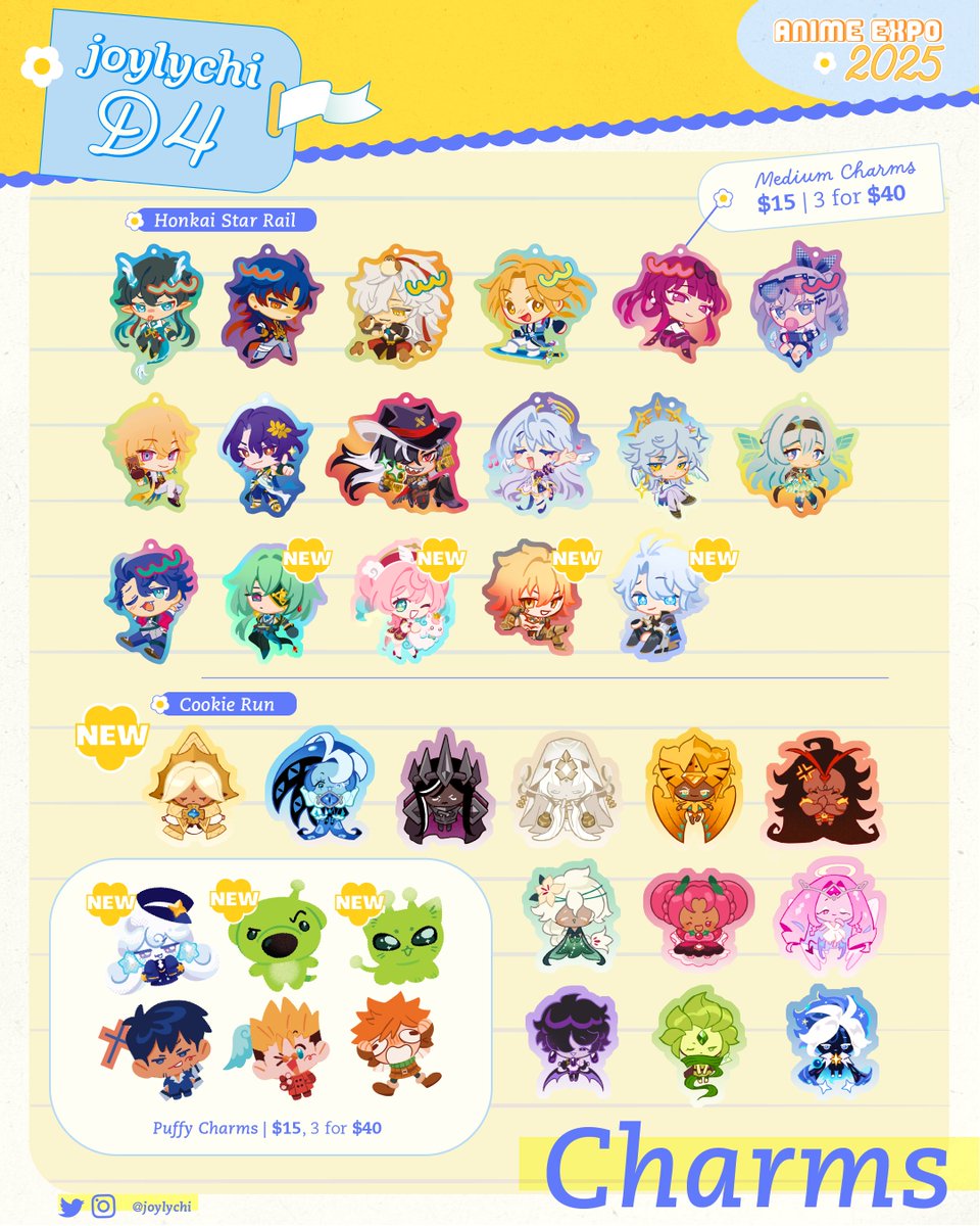 joylychi's tweet image. (1/3) last minute catalog for #AX2025 im at table D4! finally debuting cookie run charms and a scattering of other new goodies!! SEE YOU SOON!

#AXcatalog #AXcatalog2025 
#AX2025ArtistAlley #AXArtistAlley2025
