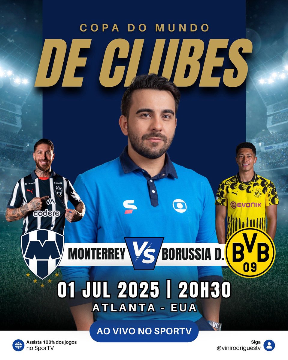 vinirodriguestv's tweet image. Hoje tem Monterrey x Borussia Dortmund no @sportv 

O aquecimento começa às 20h30. Bora?