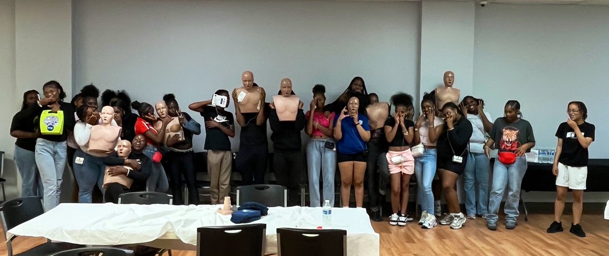 The #HandsOnHearts hands only CPR team teaching summer youth at the Greater Mount Calvary Church on Rhode Island Avenue NE. Teaching  these youngsters to be lifesavers. #DCsBravest