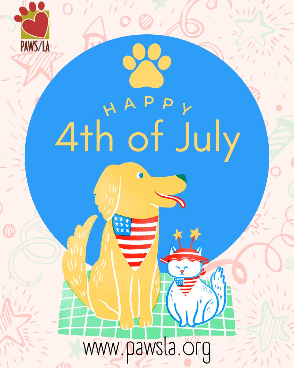 PAWSLA's tweet image. A blessed day to all who encapsulate the spirit of America, whether they were born here or not.

#4thOfJulyPets
#PatrioticPups
#StarsAndPaws
#RedWhiteAndWoof
#FireworksAndFur
#IndependenceDayPets
#FurryFreedom