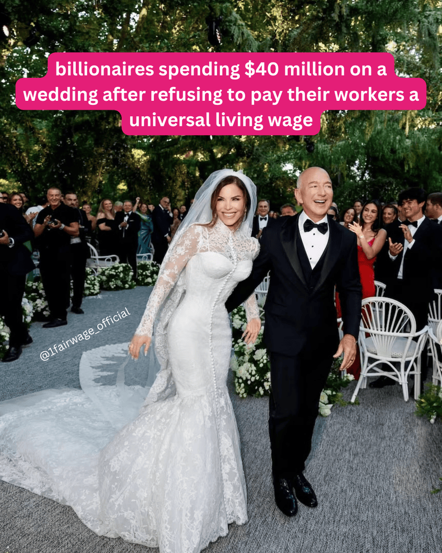 So Jeff Bezos can afford to rent out all of Venice for his wedding, but can't afford to pay his fair share in taxes or give his workers a living wage?

Billionaires proving once again that they only care about themselves and their profits.

#OneFairWage #JeffBezos #Amazon