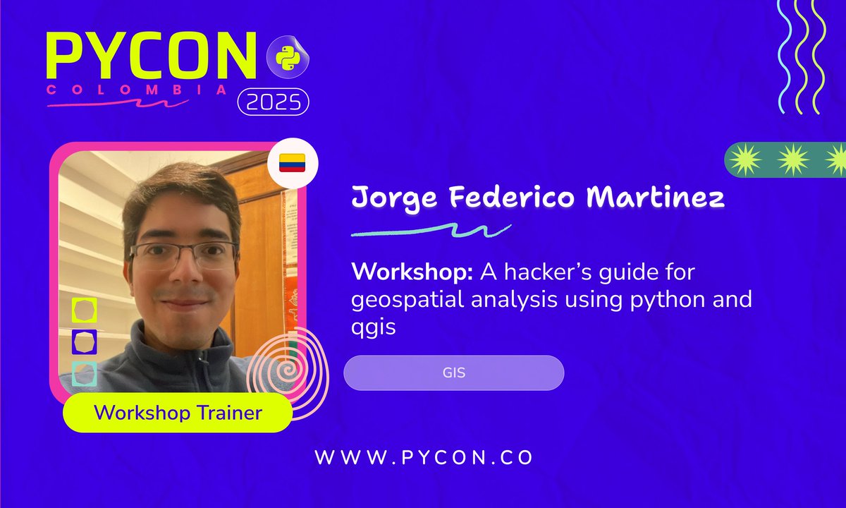 pyconcolombia's tweet image. 🔊 Jorge Federico Martinez Gomez will be conducting a workshop at #PyConColombia2025 about "A hacker’s guide for geospatial analysis using Python and QGIS" 🚀
🔗 github.com/JorgeMartinezG
🔗 linkedin.com/in/jorgemartin…
🔗 facebook.com/jorge.martinez…
🔗 x.com/_JorgeMartinezG