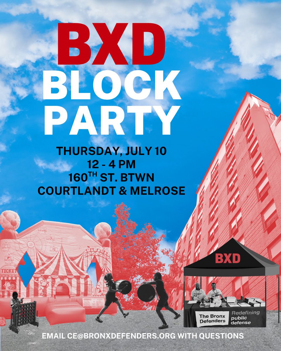 Join us for an afternoon full of free food, music, games, and community resources at our annual block party ☀️🌇🕶️

📆 Thursday, July 10, 2025
🕓 12 – 4 PM
📍160th St. btwn Courtlandt and Melrose

Don’t miss out on this family-friendly event rooted in love for the Bx.