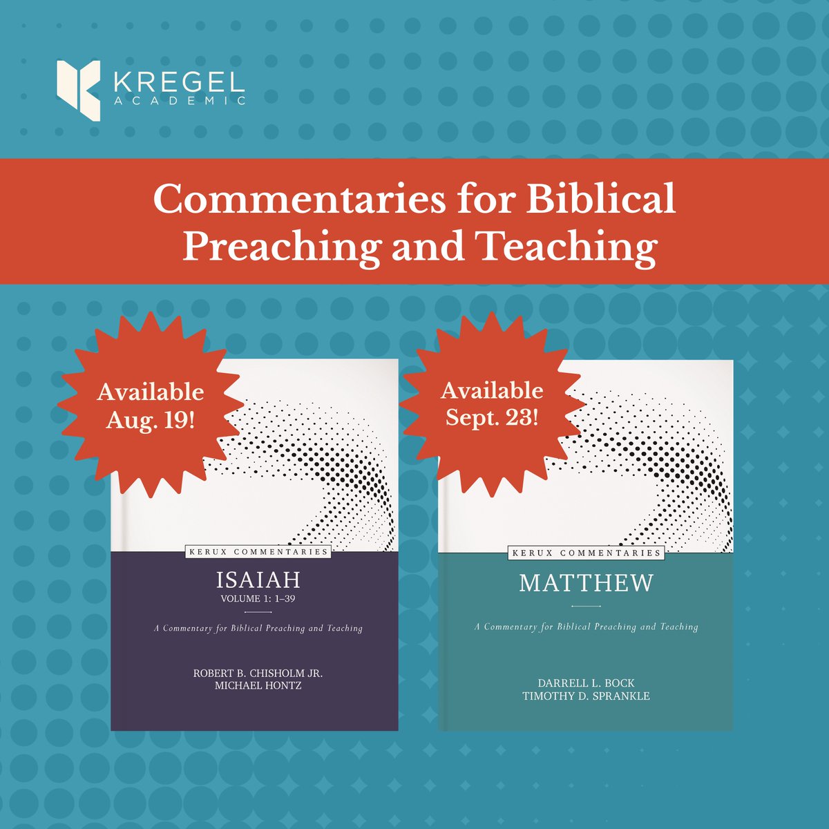 KregelAcademic's tweet image. Kerux Commentaries enable pastors &amp;amp; teachers to understand &amp;amp; present the main message in a biblical text. 

amazon.com/Isaiah-vol-1-3…

amazon.com/Matthew-Commen…