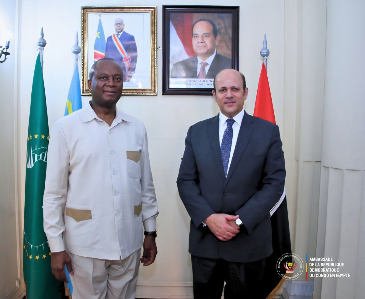 LA VISITE DU CHAMBERLAIN
Le Caire, 01 Juillet 2025
#DiplomatieRDC 
#independanceRDC

L'Ambassadeur de la RDC en Egylte @Kasongomusenga a reçu aujourd’hui 01 Juillet 2025, M. Abdel Aziz El-Sherif, Chamberlain de la Présidence Egyptienne, venu transmettre les salutations et les