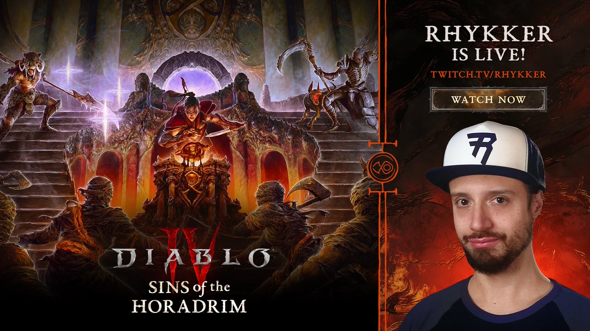 Diablo's tweet image. Let’s put @rhykker to the test 😈
Witness him battle his way through Sins of the Horadrim live on Twitch, right here:
📺 Twitch.tv/rhykker