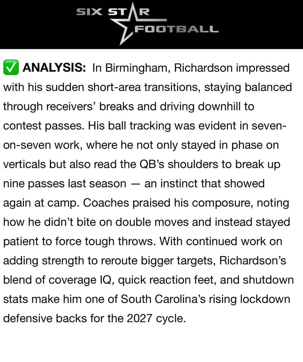 Jaylon “Jrich” Richardson (@jaylon_rich) on Twitter photo Thank you <a href="/sixstarfootball/">Six Star Football | PLUS+</a> for the write up and analysis!! The show isn’t over 💯💯!!
<a href="/NHSCoachWofford/">𝘾𝙤𝙖𝙘𝙝 𝙒𝙤𝙛𝙛𝙤𝙧𝙙</a> <a href="/NHSTrojansFB/">Trojan Football</a> <a href="/SC_DBGROUP/">SC DB's</a> <a href="/cmacc16/">Coach Macc</a> !! Thank you <a href="/sixstarfootball/">Six Star Football | PLUS+</a> for the write up and analysis!! The show isn’t over 💯💯!!
<a href="/NHSCoachWofford/">𝘾𝙤𝙖𝙘𝙝 𝙒𝙤𝙛𝙛𝙤𝙧𝙙</a> <a href="/NHSTrojansFB/">Trojan Football</a> <a href="/SC_DBGROUP/">SC DB's</a> <a href="/cmacc16/">Coach Macc</a> !!