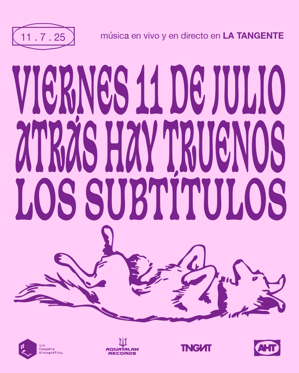 Próxima semana en La Tangente 💟

Los Subtítulos y Atrás Hay Truenos juntos en una fecha única. 

Quedan las últimas anticipadas acá: tickets.latangente.com.ar/musica/atr-s-h…