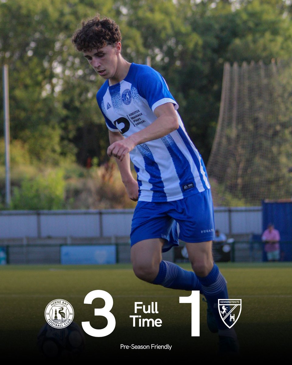 ⏱️ | 𝗙𝗨𝗟𝗟 𝗧𝗜𝗠𝗘

One game down, one win for the blues. Second half goals from Webb and Sterling seal the opening win for Herne Bay.

We send all of our love to Joe Alatise, who was withdrawn due to injury. Wishing him a speedy recovery! ❤️‍🩹

🔵 3-1 🟡

#HBFC | #WeAreTheBay