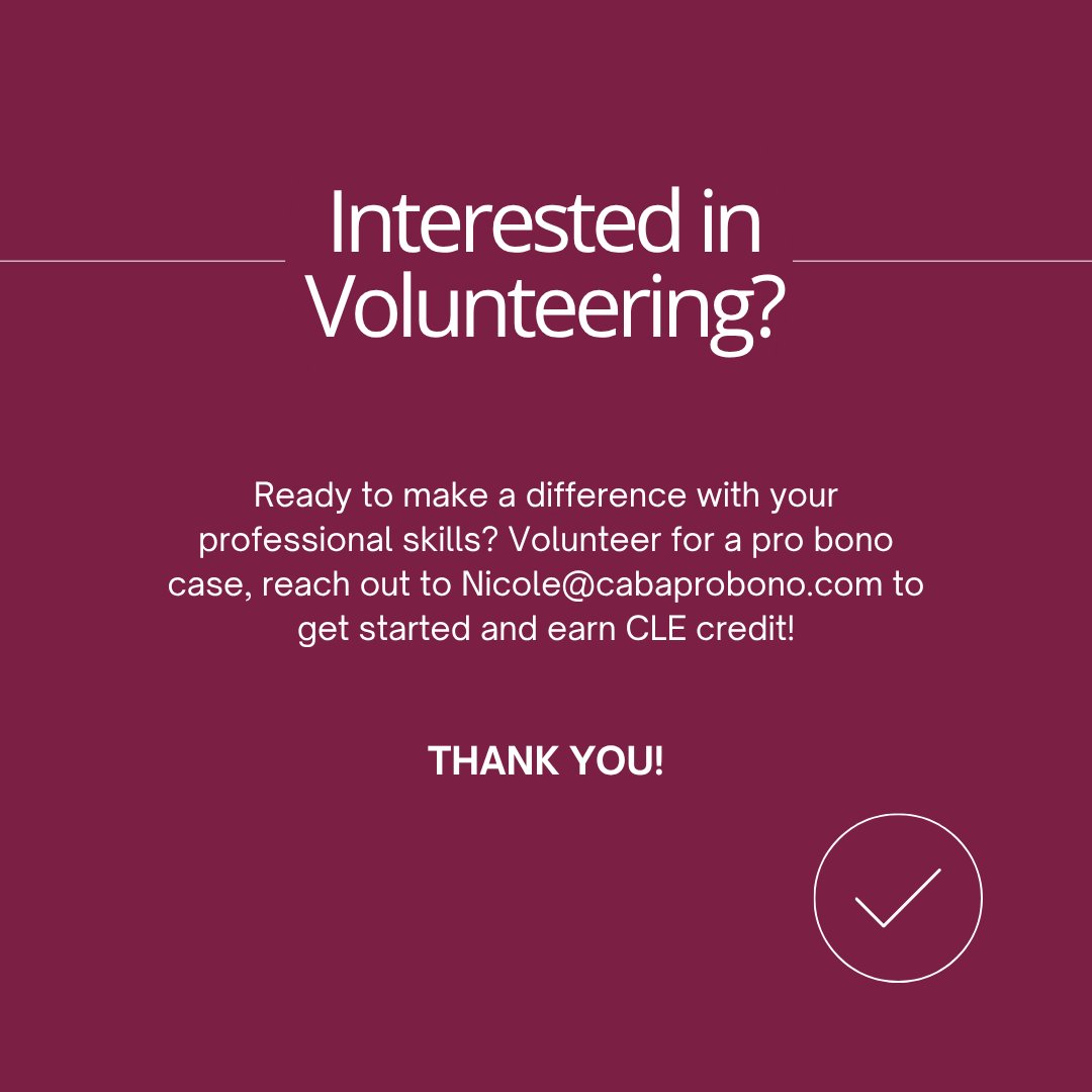 🌟Florida attorneys can meet their annual pro bono commitment today by taking on a case or donating to CABA Pro Bono. Your support empowers our mission to create meaningful change in the lives of vulnerable children, individuals, and families. Donate: cabaprobono.com.