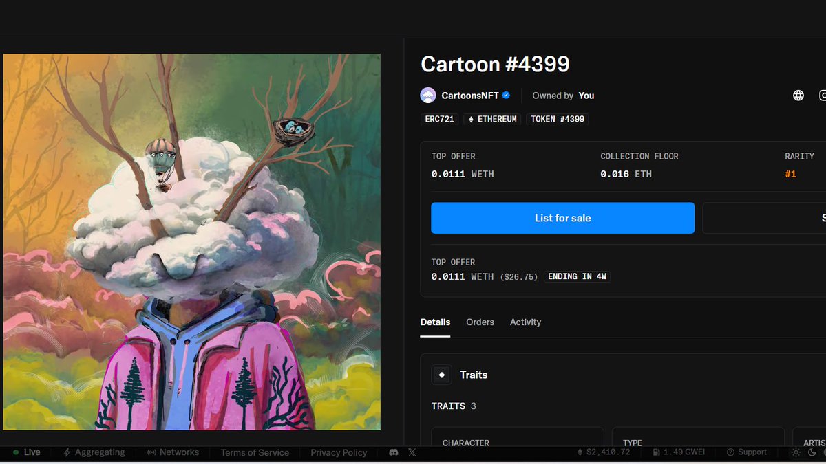 Head in the clouds as usual
Happy to have reveald a 1\1 from <a href="/cartoonsnft/">cartoons</a> 
 Art by <a href="/arbovonderwald/">🅰️rbo</a>