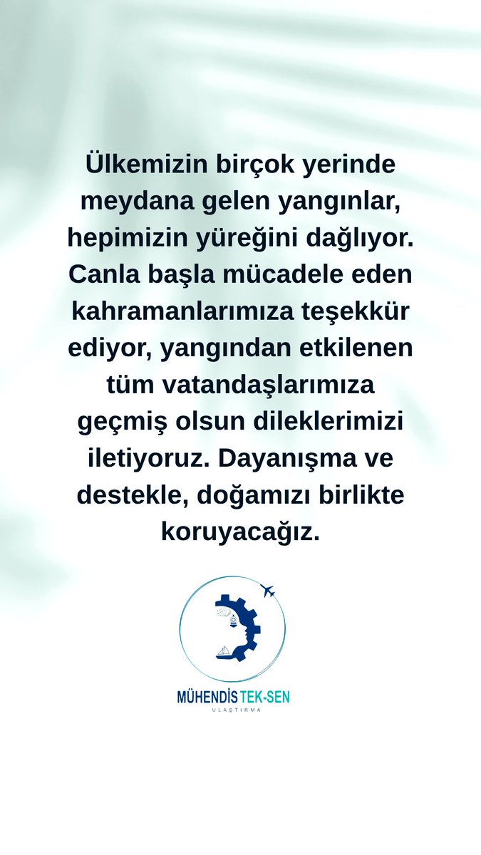Ülkemizin birçok yerinde meydana gelen yangınlar, hepimizin yüreğini dağlıyor. Canla başla mücadele eden kahramanlarımıza teşekkür ediyor, yangından etkilenen tüm vatandaşlarımıza geçmiş olsun dileklerimizi iletiyoruz. Dayanışma ve destekle, doğamızı birlikte koruyacağız.
