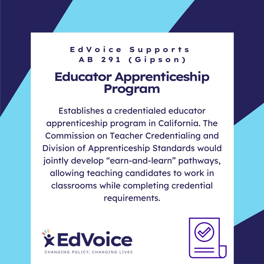 edvoice's tweet image. EdVoice is now publicly supporting:
✔️AB 291 @AsmMikeGipson
✔️AB 772 @AsmLowenthal
Both of these policies align with our mission to reshape public education so that students from low-income communities have futures filled with opportunity.
See our full list of 2025…