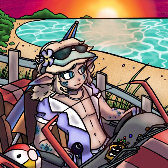 Kari at the beach🏖 (<a href="/jellifishr/">riri</a> REQUESTED me to draw this twink so ENJOY!!!)