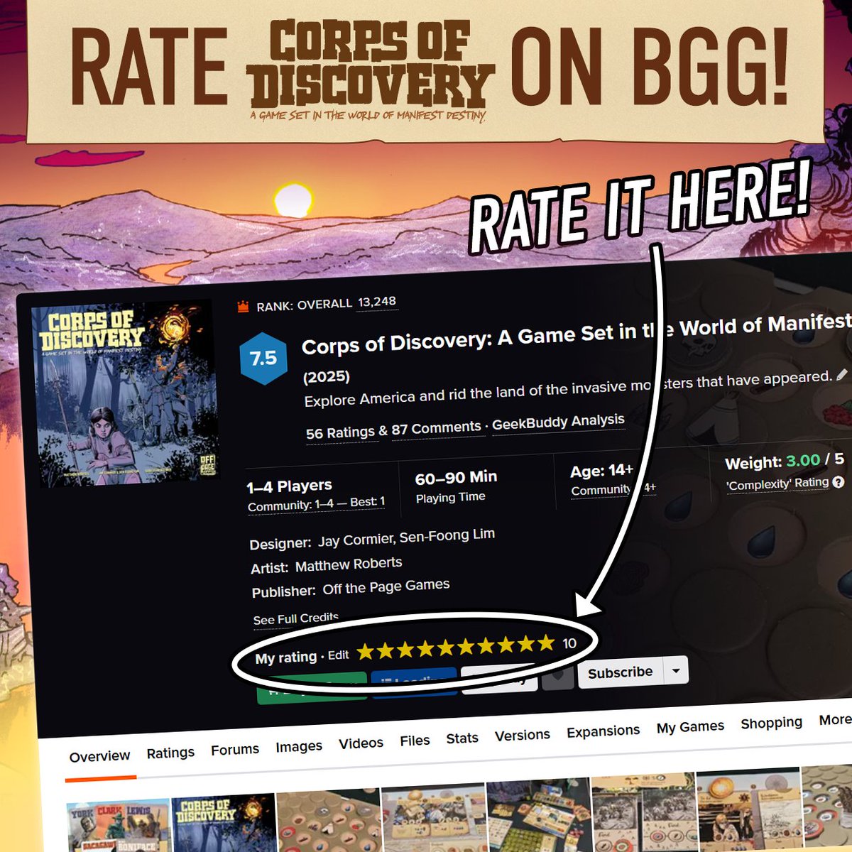 If you've had a chance to play Corps of Discovery, let everyone know how awesome it is!!  Give it a rating on BoardGameGeek!!