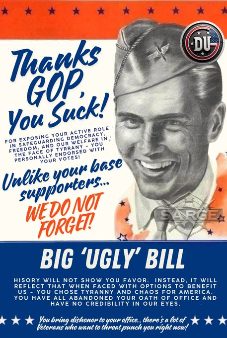 Again Trump and his MAGA Republicans in the Senate showed us they don't care about any of us.

Not Democrats, Not Republicans, the cult, women, children, older people, the LGBTQ community, or anyone but the very rich.

Let's make sure we vote every MAGA GOP in 2026.
#DemsUnited