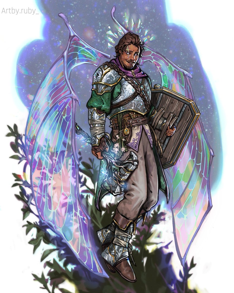 artbyruby__'s tweet image. Wings of wonder and armor of lore.
This enchanted warrior was a joy to design, a blend of fae elegance and knightly strength. 🌿🛡️✨
Every detail from the crystal crown to the glowing wings tells a story of magic, mystery, and protection.
Commission slots open for custom…