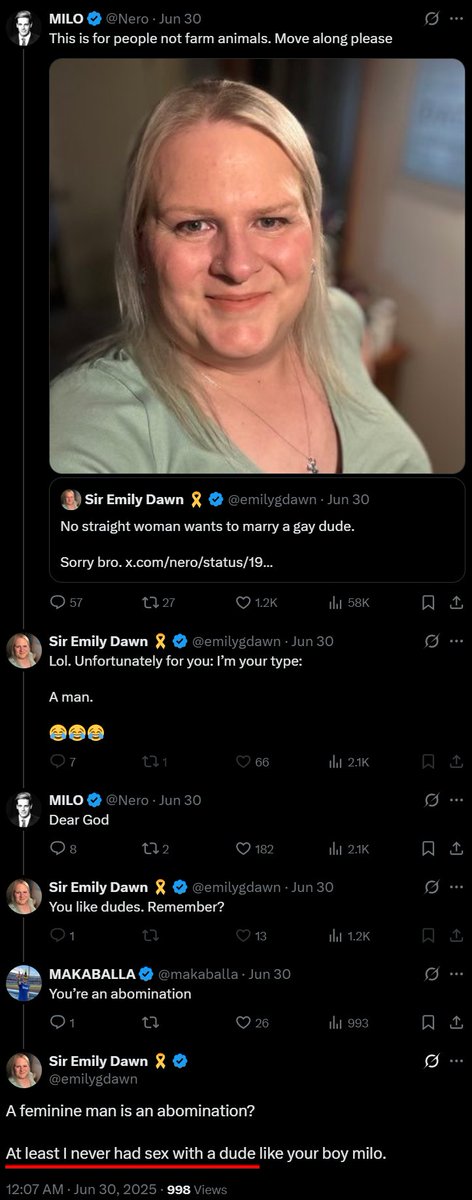 Prime example of why there is no "based" or acceptable T, and why T does not belong with the LGB.

Here we see the delusional AGP straight man letting the mask of solidarity slip in anger. "At least I never had sex with a dude." They seriously think they are better than gays.🤣🤡