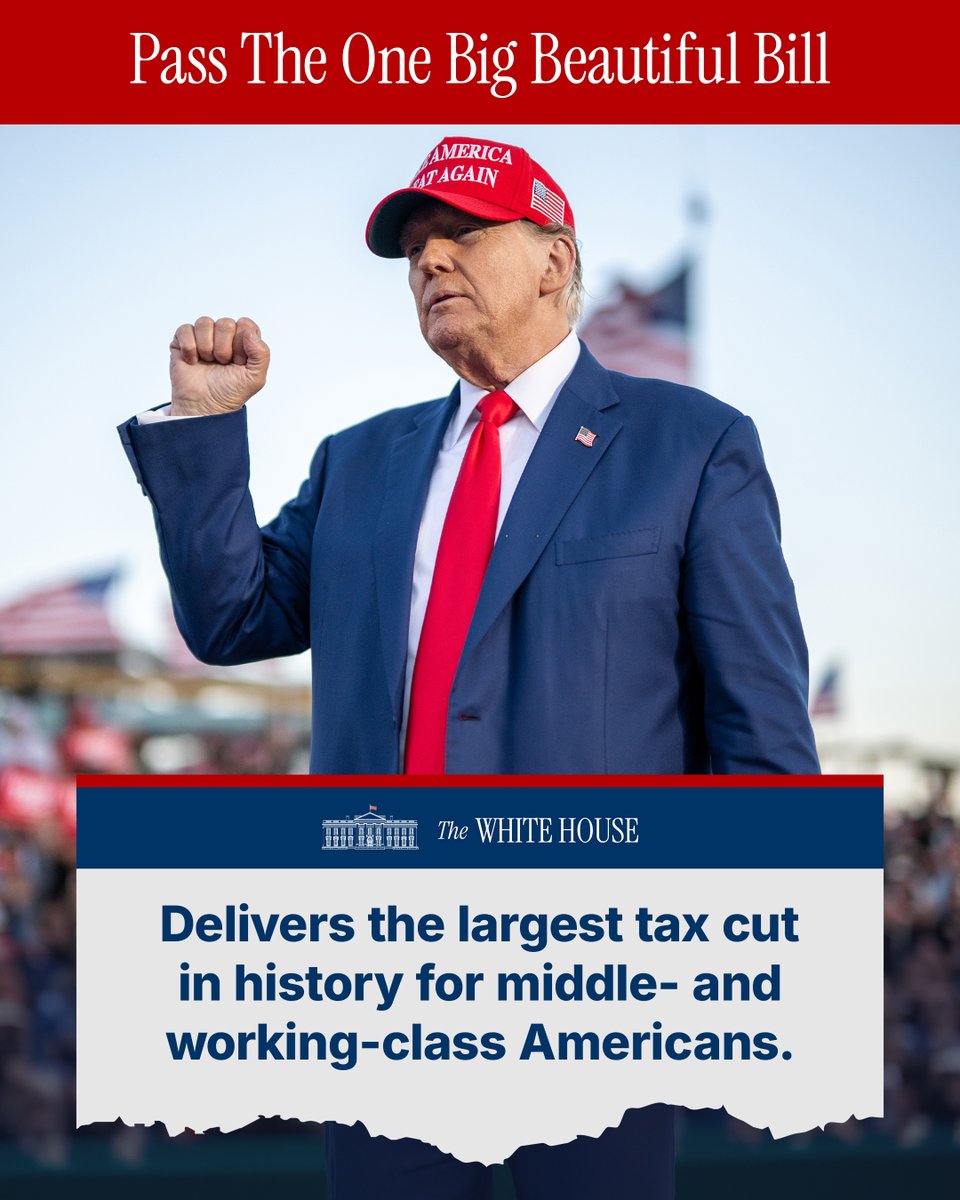 ✅ The One Big Beautiful Bill delivers the largest tax cut in history for middle- and working-class Americans.