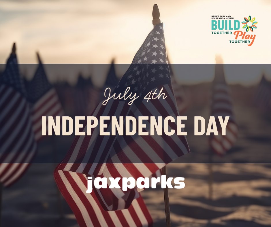 From green spaces to waterfront views, our parks are the perfect place to enjoy the 4th. Remember to keep it safe, clean, and fun as we celebrate America's birthday together! 💥

#buildtogetherplaytogether 
<a href="/CityofJax/">City of Jacksonville</a> 
<a href="/NRPA_news/">NRPA news</a>