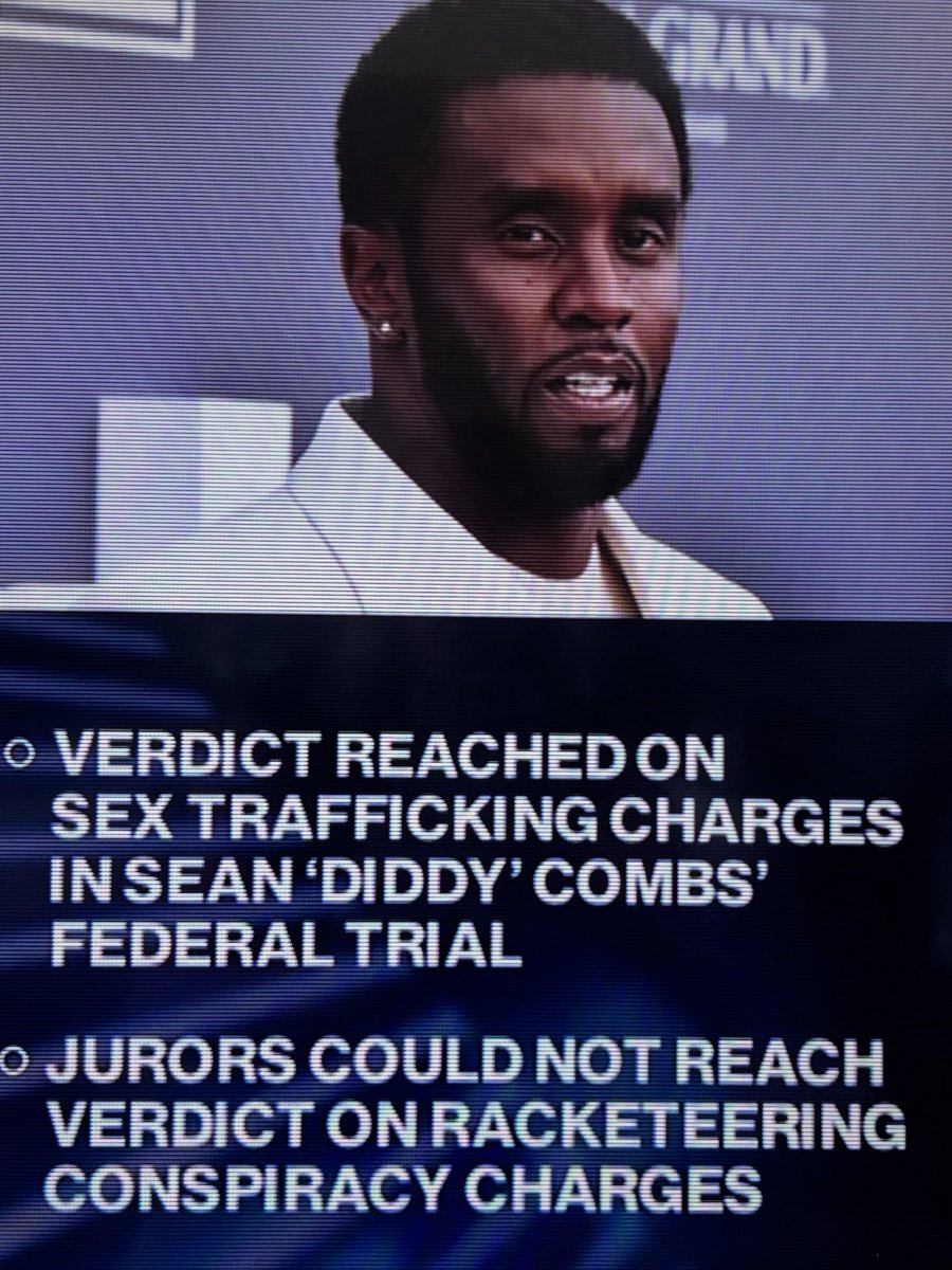 Breaking News and Developing Story: Partial verdict reached in Sean Diddy Combs Trial on Day 2 of deliberations 💥

The jury cannot decide on the racketeering conspiracy charge. 

The Judge will likely instruct them to continue deliberating.  

NO verdicts will be read as of now.