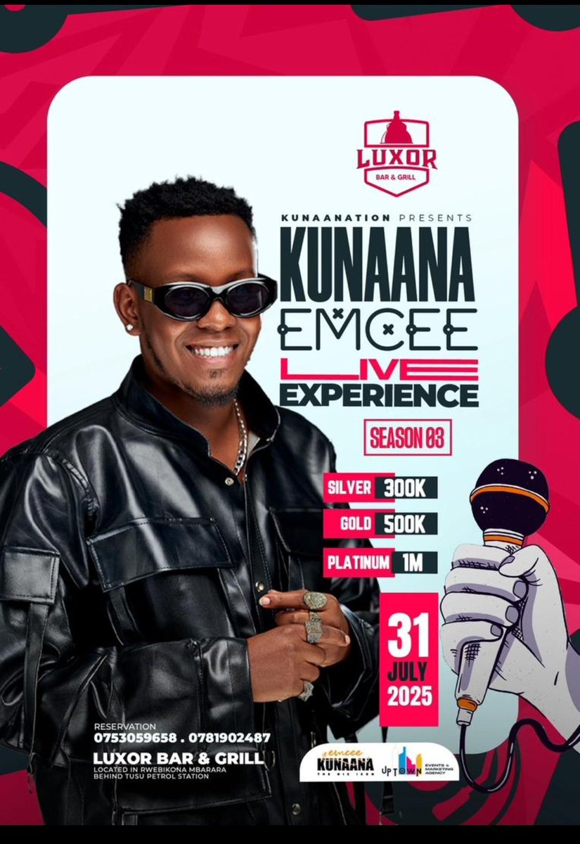Kunaana mc 🎤🎤confirmed 31st July live experience season 03🦅at luxor bar and grill 🔥