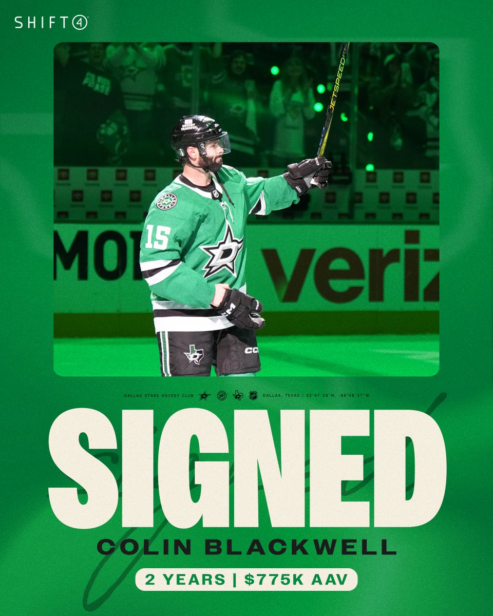 Blackwell's back for more! 🙌

✍️ We have signed Colin Blackwell to a two-year contract through the 2026-27 season.

Welcome back to #TexasHockey, Colin!

<a href="/Shift4/">Shift4</a> | #TexasHockey