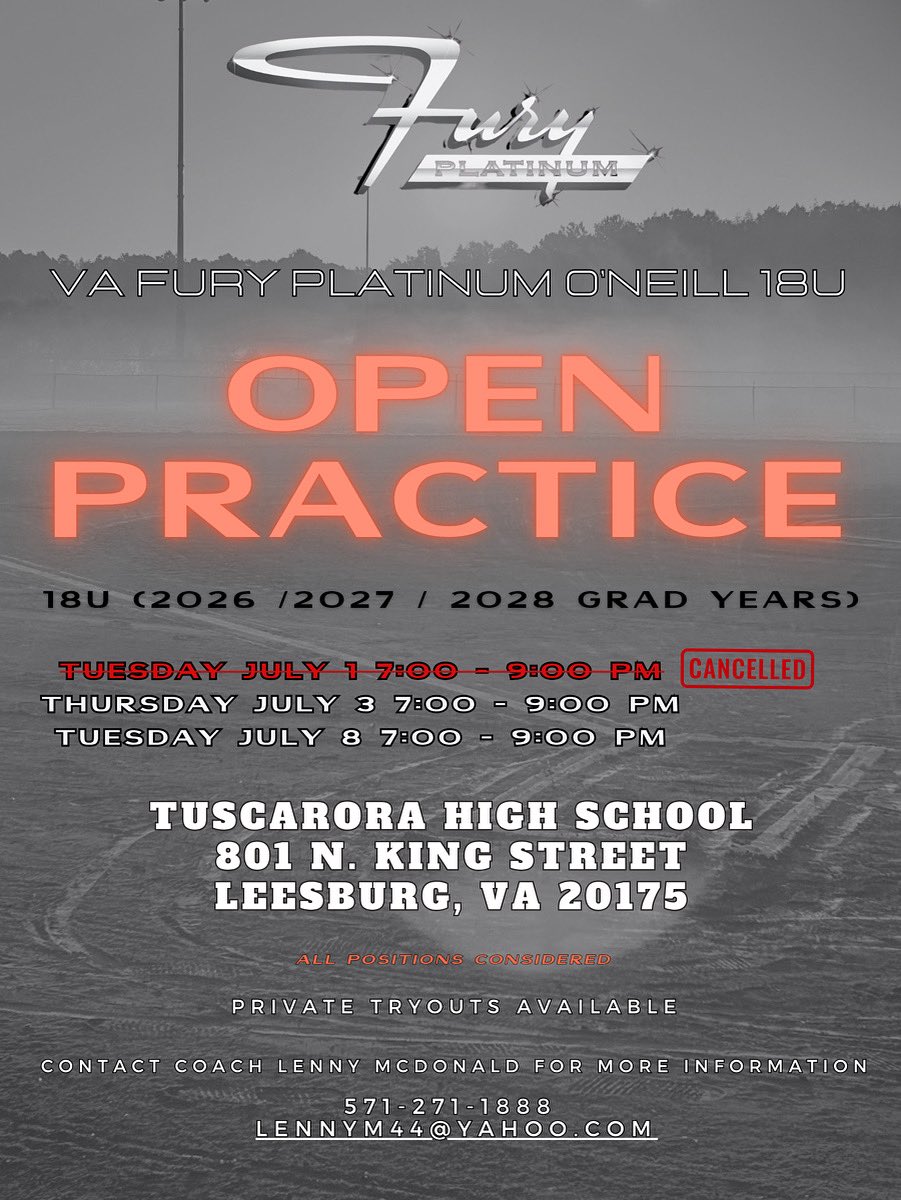 Open practice is canceled tonight.